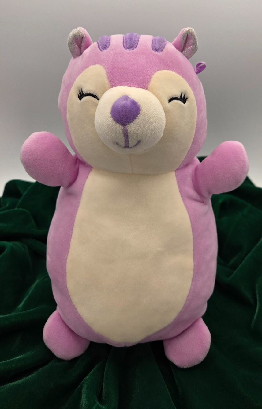 Squishmallows Sydnee the Purple Squirrel HugMees 10" Plush Fluffy Rainbow Tail